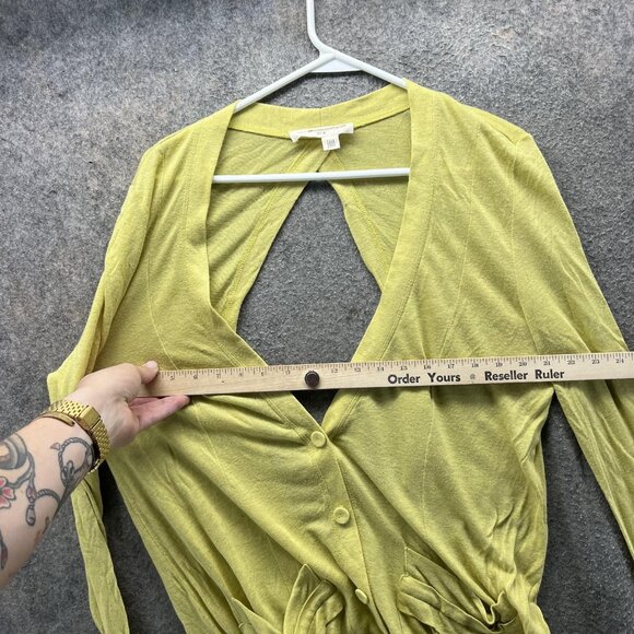 Pilcro And The Letterpress Cardigan Sweater Womens Medium Green Open Back Tie - Picture 10 of 11